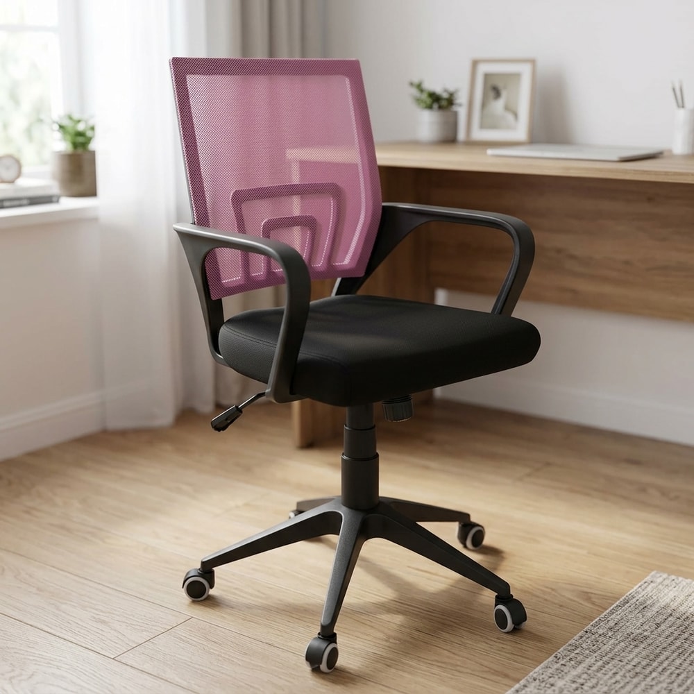 Silla de escritorio giratoria rosa y negra