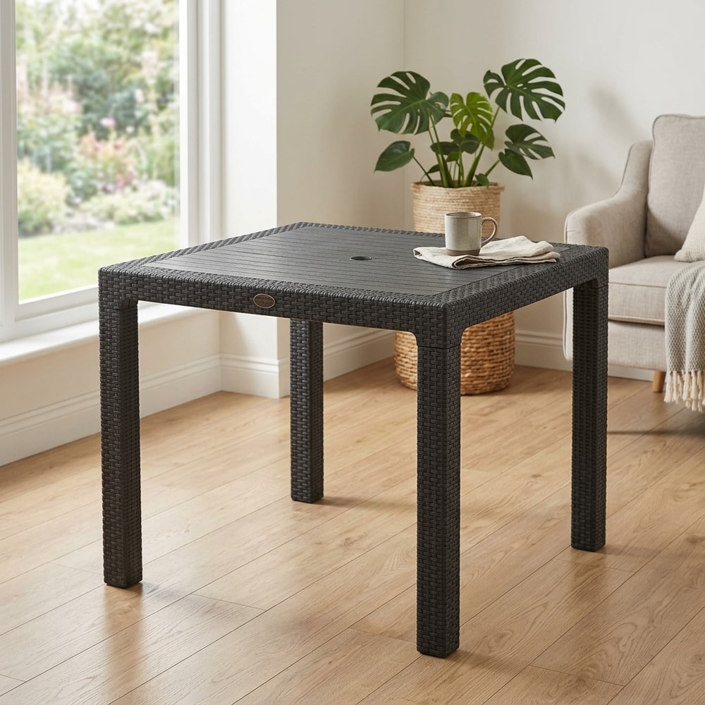 Mesa de exterior cuadrada antracita efecto ratán