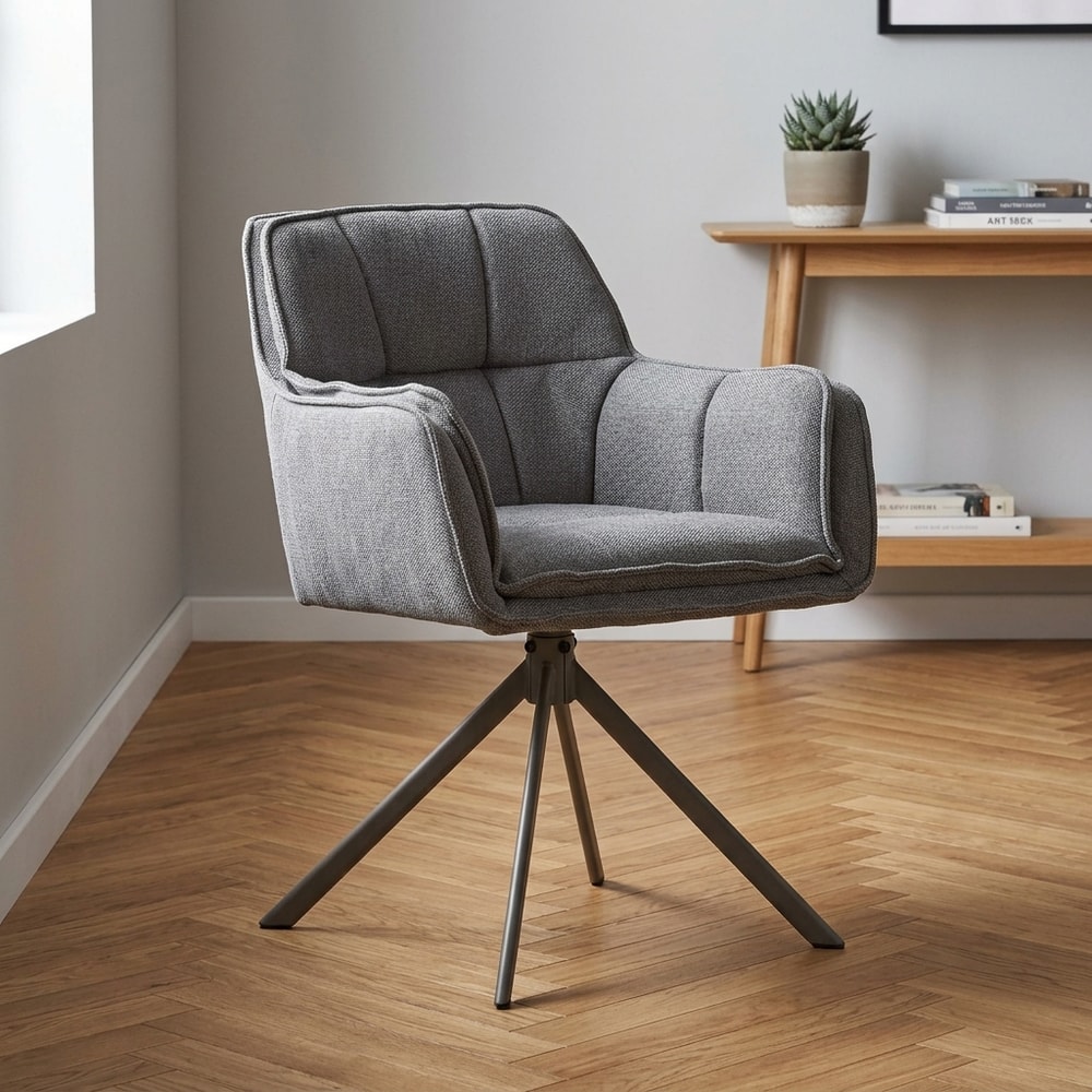 Silla de Comedor Giratoria Tela Gris