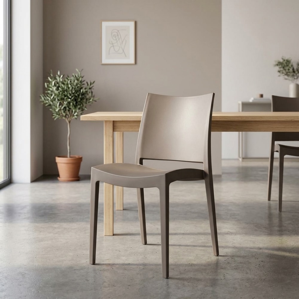 Silla de jardín apilable en polipropileno beige