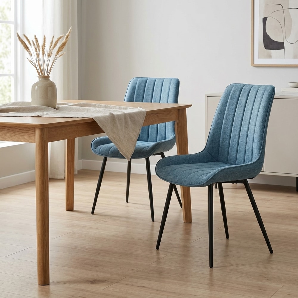 Pack 2 sillas de comedor tapizadas azul