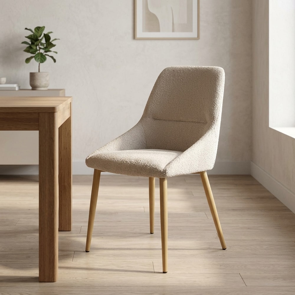 Silla Comedor Tapizada Arena Efecto Haya