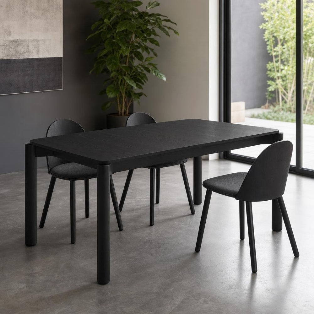 Mesa de comedor rectangular extensible Atlas negra