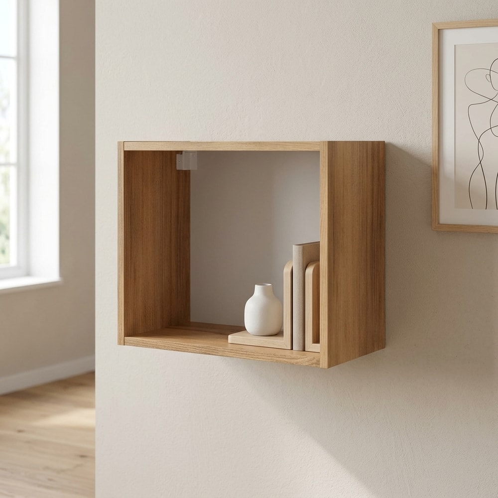 Estantería cubo decorativa madera y beige