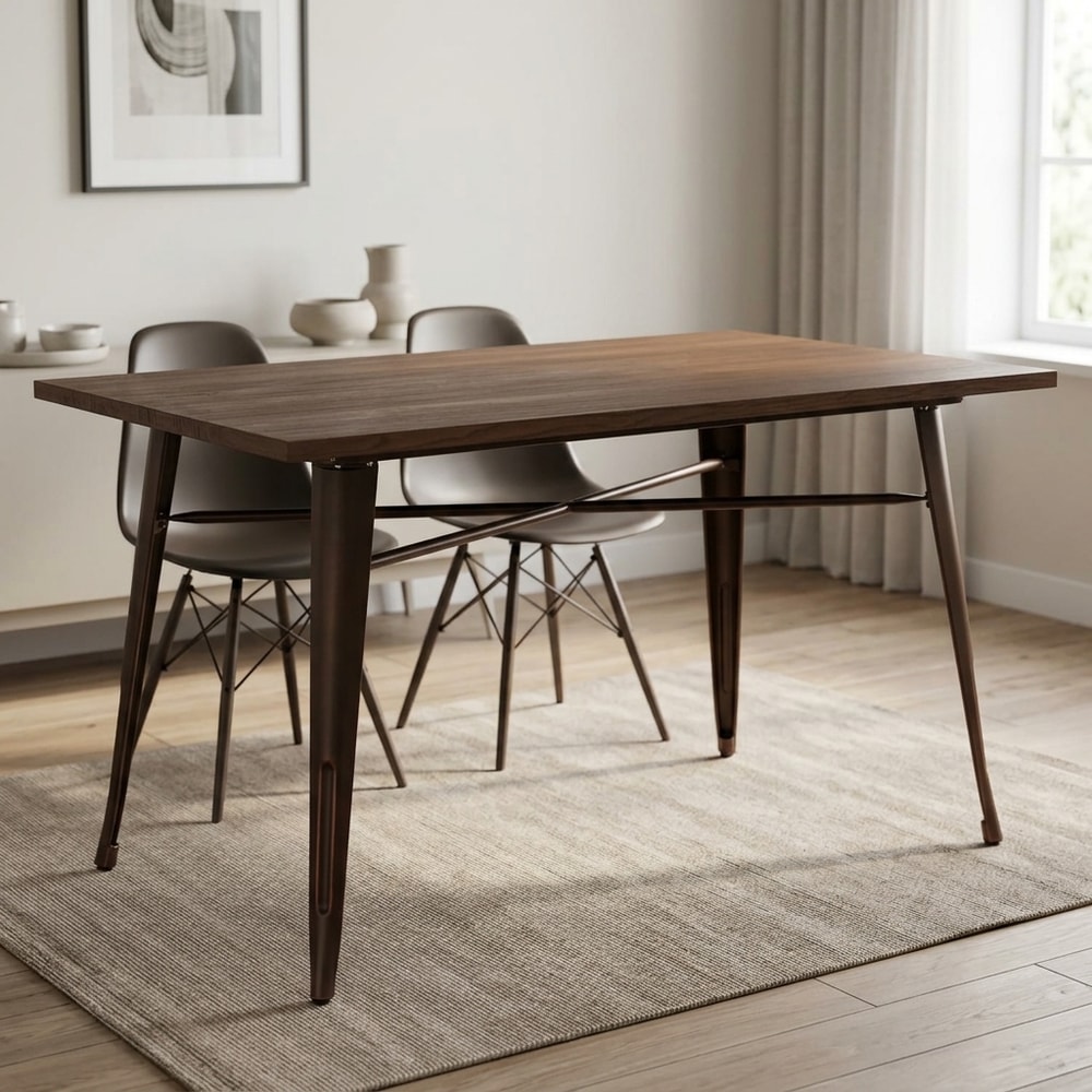 Mesa de Comedor Rectangular Madera y Metal