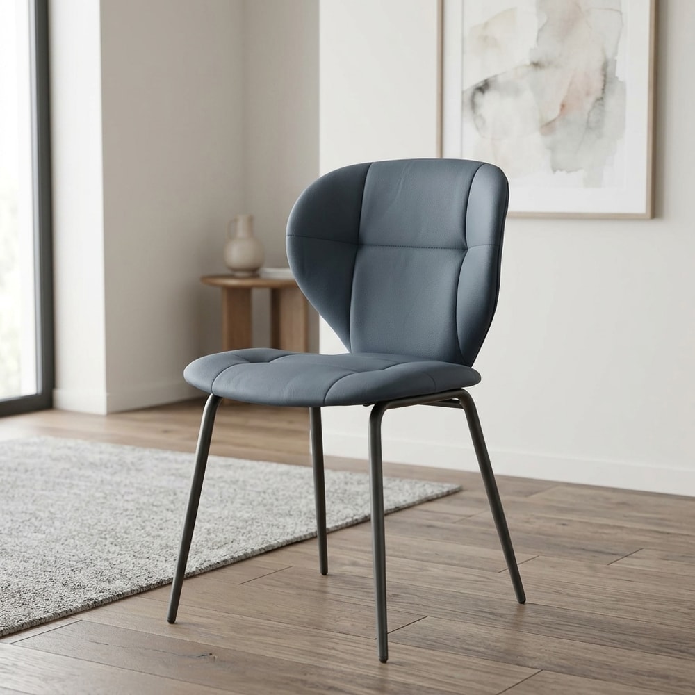 Silla de comedor tapizada en gris oscuro