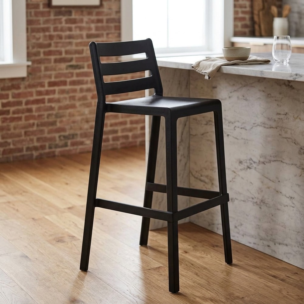 Taburete alto apilable negro exterior