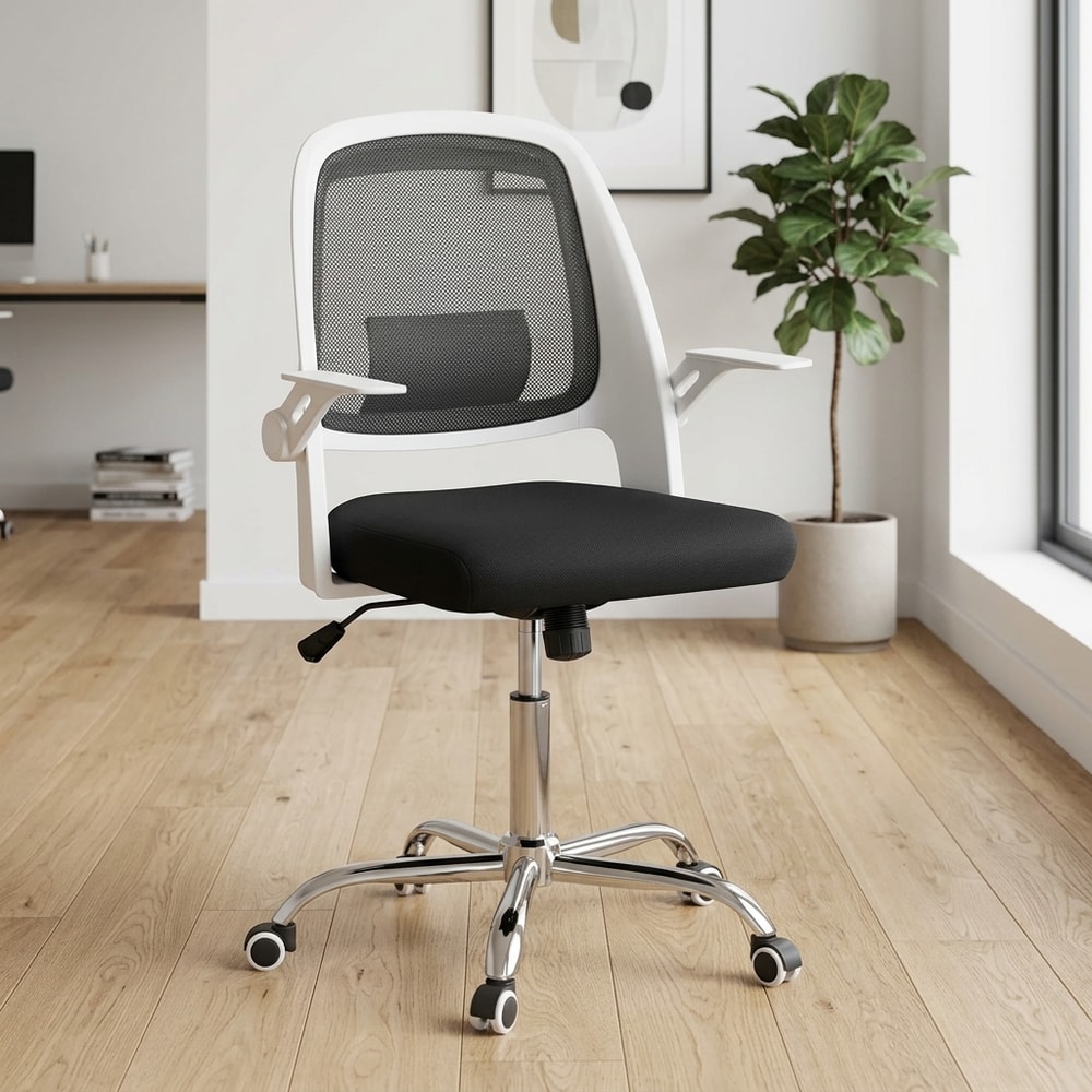 Silla escritorio ergonómica blanca y negra