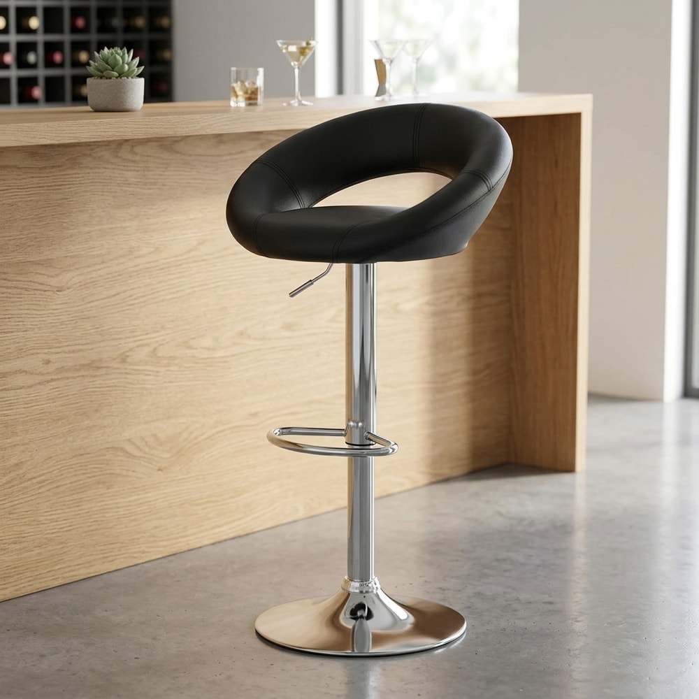 Taburete de bar regulable en altura similpiel