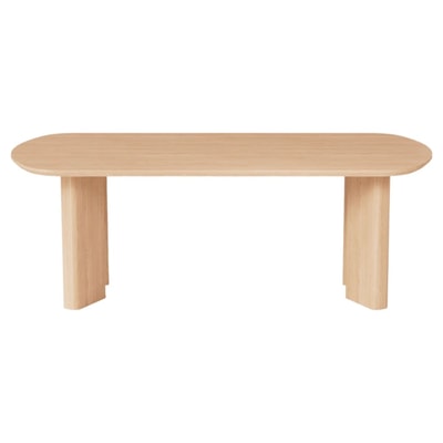 Mesa de comedor ovalada en chapa de roble natural de 180 cm beige