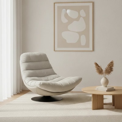 Sillón giratorio tapizado gris