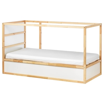 KURA Cama reversible - blanco/pino 90x200 cm