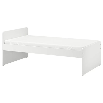 SLÄKT Estructura de cama con somier - blanco 90x200 cm