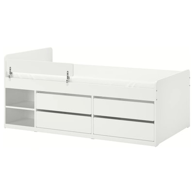 SLÄKT / NATTAPA Estructura de cama con almacenaje - blanco 90x200 cm