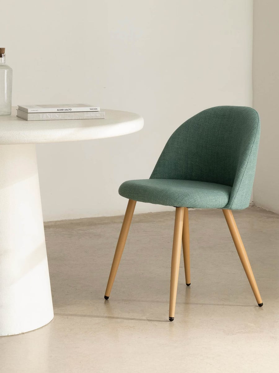 Silla de comedor Brila beige y verde
