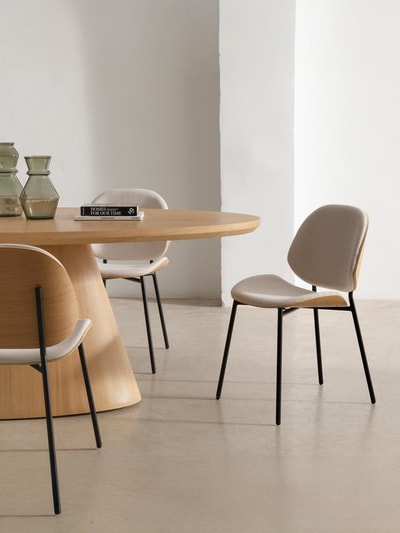 Silla de comedor Duvet negro y beige