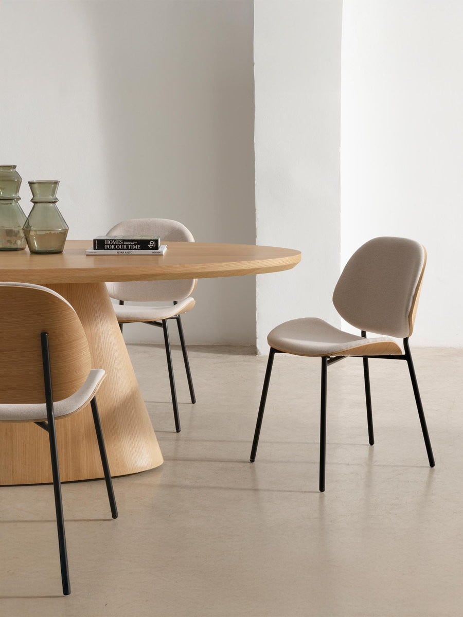 Silla de comedor Duvet negro y beige