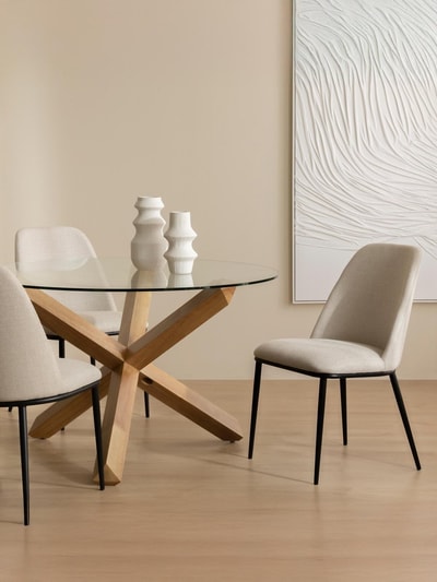 Silla de comedor Loire negro y beige