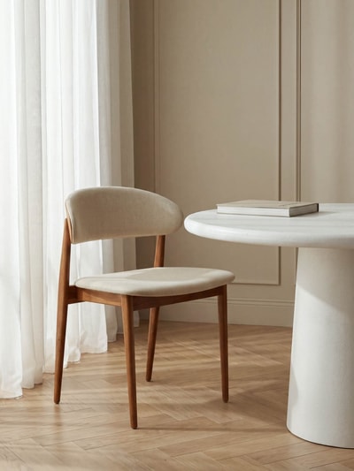 Silla de comedor Marse beige y marrón