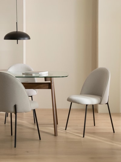 Silla de comedor Tall negro y beige