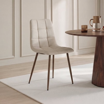 Silla de comedor Ailan beige y marrón