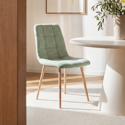 Silla de comedor Ailan beige y verde
