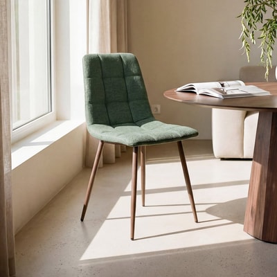 Silla de comedor Ailan marrón y verde