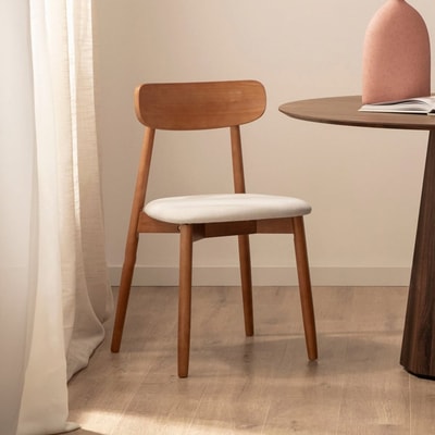 Silla de comedor Leyre beige y marrón