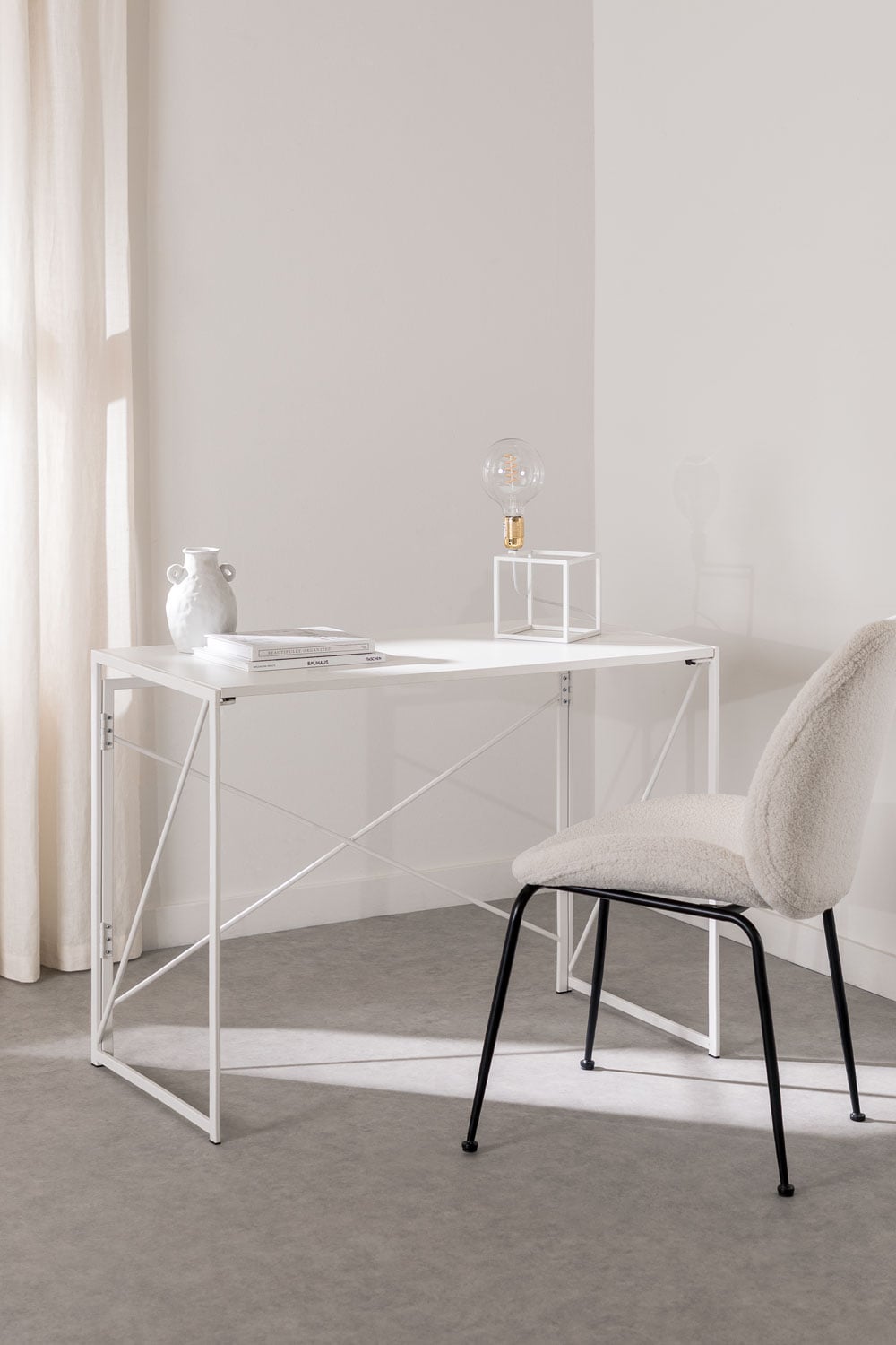 Escritorio rectangular 100x50 cm plegable en MDF y metal Andra