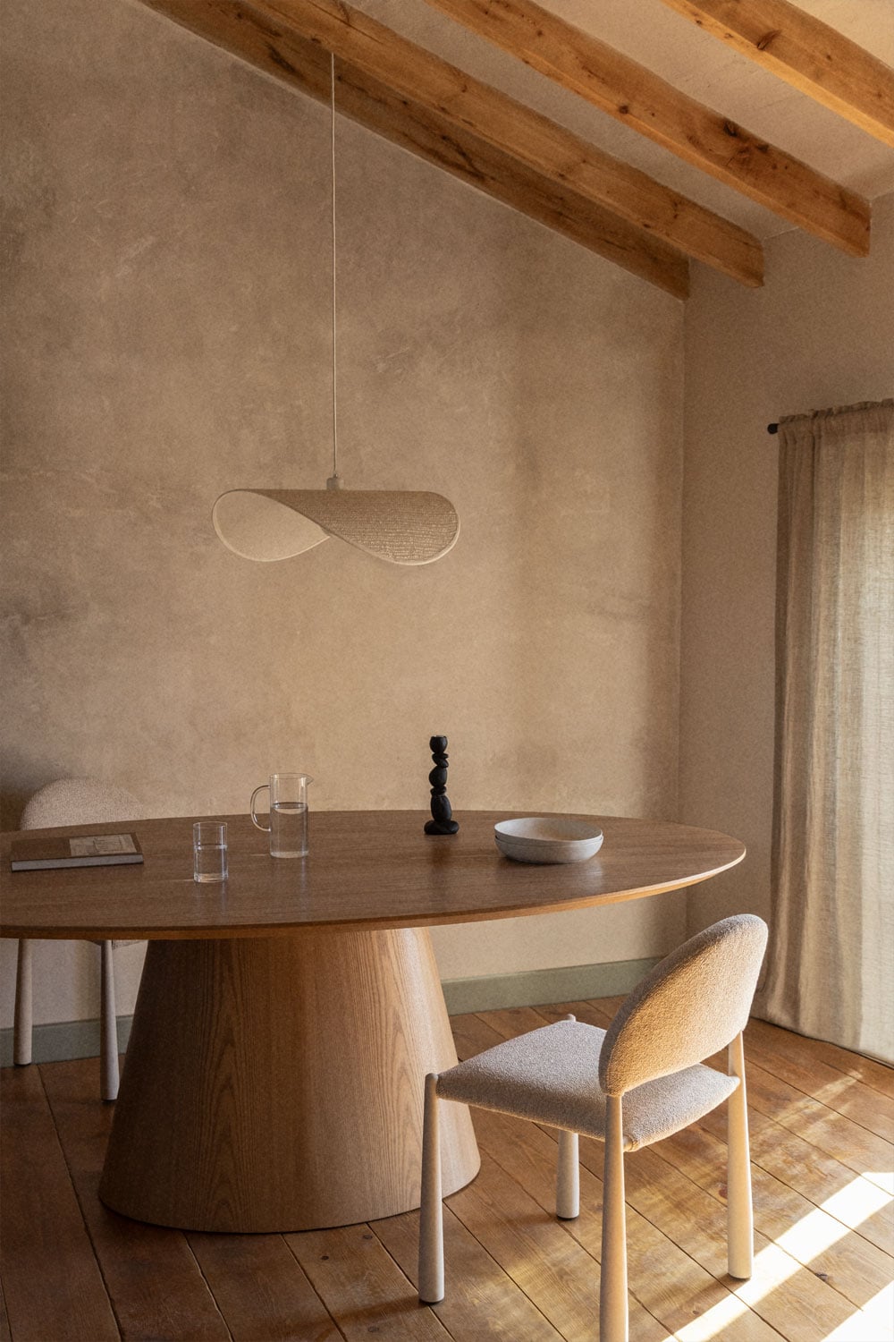 Mesa de comedor ovalada 220x120 cm en madera y MDF Aura