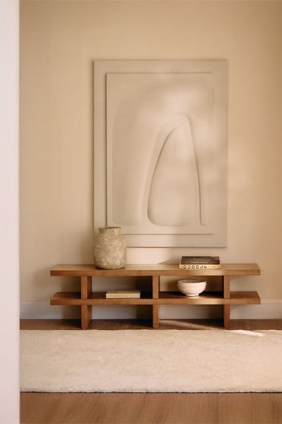 Mueble TV 150x35 cm en MDF acabado marrón nogal oscuro Viviene