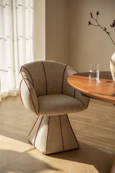 Silla de comedor giratoria con reposabrazos tapizada Tallin