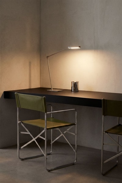 Silla de director plegable en piel y acero inoxidable Dravena
