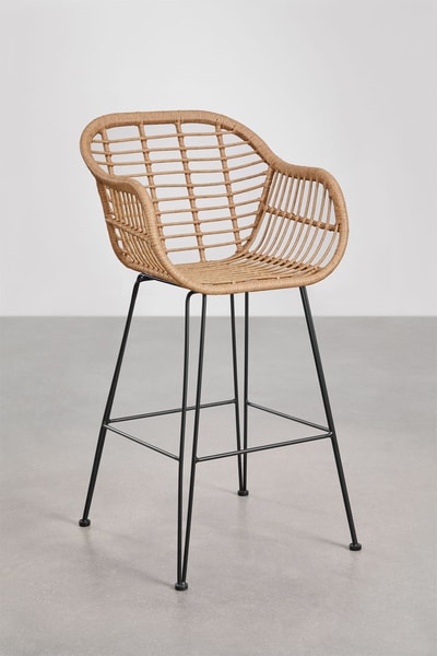 Taburete alto 75 cm en ratán sintético Zole