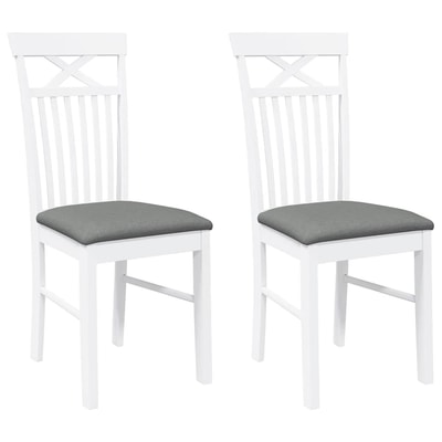 vidaXL Sillas de comedor con cojines 2uds madera maciza blanco caucho