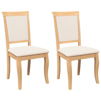 vidaXL Sillas de comedor con cojines 2uds madera maciza natural caucho beige