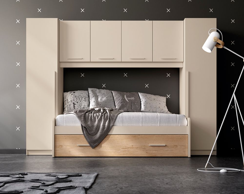 Dormitorio Juvenil Puente con Cama Nido y Armarios