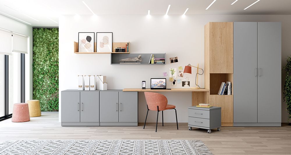 Dormitorio Juvenil Modular con Escritorio y Armarios