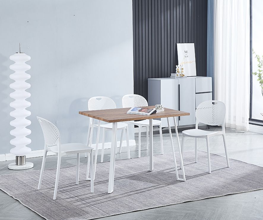 Conjunto de mesa de comedor y 5 sillas blancas