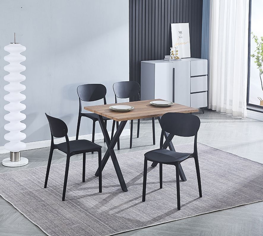 Conjunto de mesa de comedor y 5 sillas negras