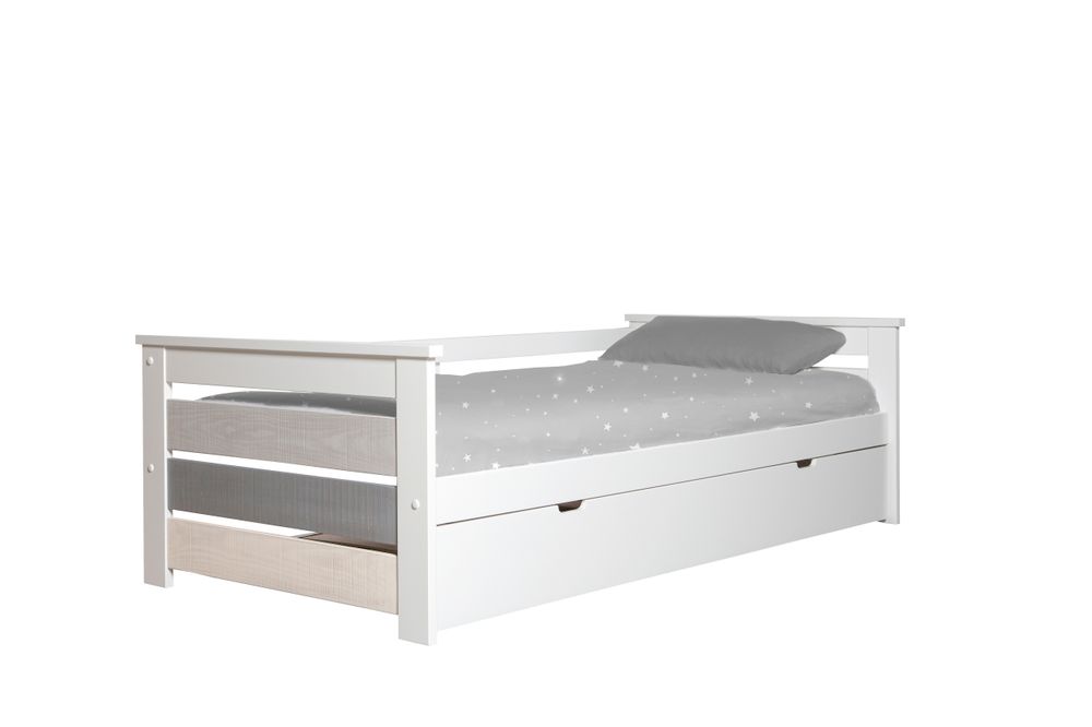 Cama nido juvenil romántica blanca y madera
